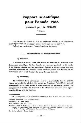 373-380, Rapport scientifique pour l'année 1966