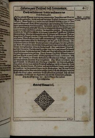 Historia zum Beschluß des Hewmonats.
