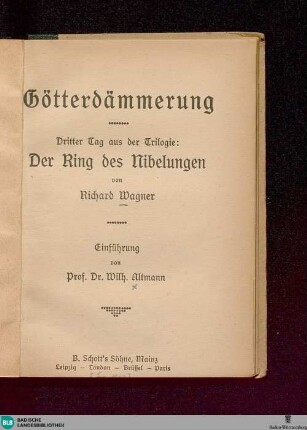 Götterdämmerung : dritter Tag aus der Trilogie: Der Ring des Nibelungen