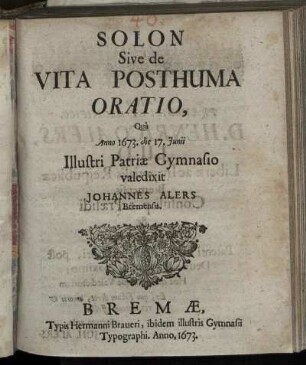 Solon Sive de Posthuma Oratio