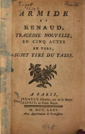 Armide et Renaud : Tragedie