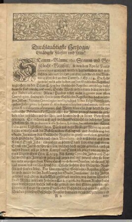 Vorrede: Durchlauchtigste Herzogin/ Gnädigste Fürstin und Frau!