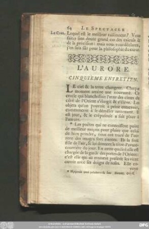 L'Auore. Cinquième Entretien.
