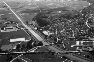 Riegel: Ortsansichten mit Brauerei, von Osten - Süden, Zusammenfluss; Alte Dreisam, [Dreisam] und Elz