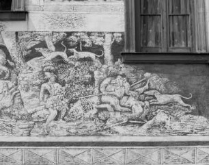 Sgraffito mit einer Jagdszene