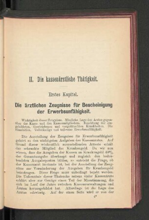II. Die kassenärztliche Thätigkeit.