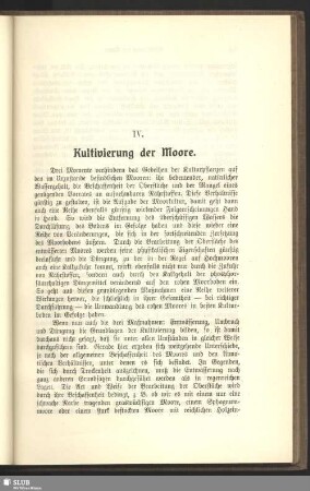 IV. Kultivierung der Moore
