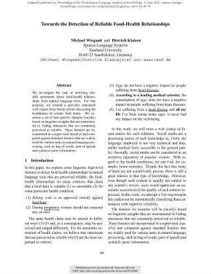 Towards the Detection of Reliable Food-Health Relationships