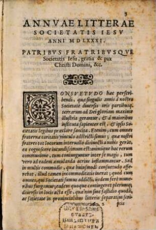 Annuae litterae Societatis Jesu : anni ... [1.] 1581 (1583)
