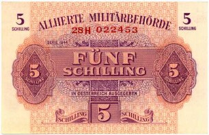 Geldschein, 5 Schilling, 1944