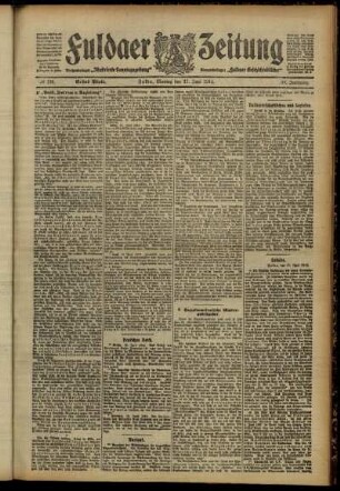 Erste Ausgabe vom Montag, den 17. Juni 1912.