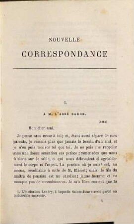 Nouvelle correspondance de C.-A. Sainte-Beuve : avec des notes de son dernier secrétaire