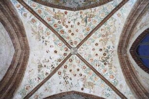 Gewölbebilder mit Drolerien, Ranken- und Laubwerk — Trommelnde und Trompetende Fabelwesen, Ranken- und Laubwerk