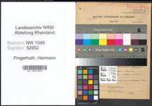 Entnazifizierung Hermann Fingerhuth , geb. 06.12.1898 (Maschinenbaumeister)