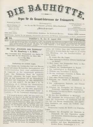 No. 34. Frankfurt a. M., den 20. August 1910. 53. Jahrgang.