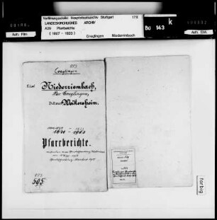 Creglingen: Pfarrberichte und Pfarrbeschreibungen Niederrimbach und Standorf