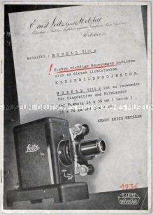 Werbeschrift der Firma Ernst Leitz für einen Kleinbildprojektor