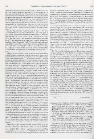508-510 [Rezension] Olofsson, Staffan, God is my rock