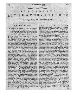 Museum für Künstler und für Kunstliebhaber. St. 10-11. Hrsg. von J. G. Meusel. Mannheim: Schwan & Götz 1790