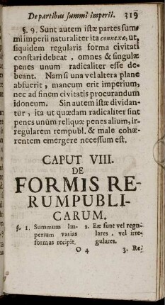 Caput VIII. De Formis Rerumpublicarum.