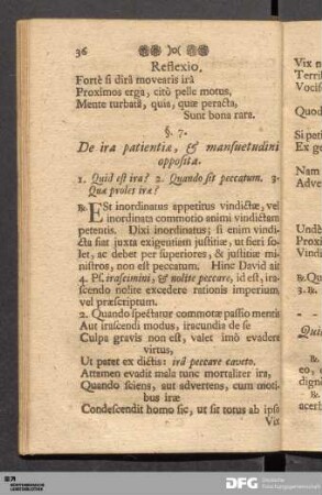 §. 7. De ira patientiæ, & mansuetudini opposita.