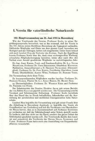 I. Verein für vaterländische Naturkunde