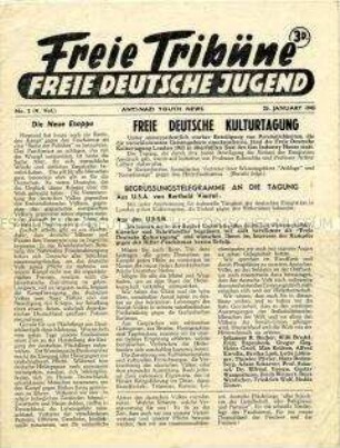 Mitteilungsblatt der Jugendorganisation der deutschen Emigranten in Großbritannien "Freie Tribüne"