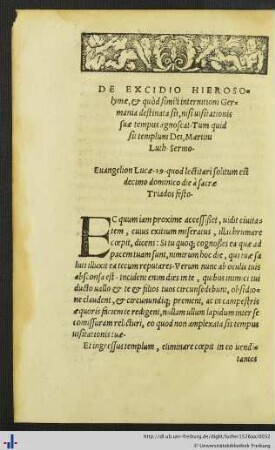 De Excidio Hierosolymae, & quod simili internitioni Germani destinata sit...