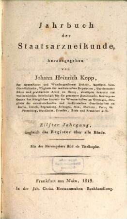 Jahrbuch der Staatsarzneikunde. 11. 1819