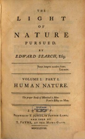 The light of nature pursued, Vol. 1, p. 1 (1768)