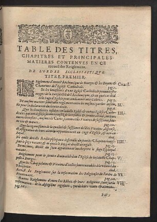 Table des titres