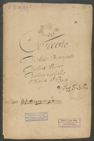 Konzerte; vl, orch, bc; F-Dur; L 2.9