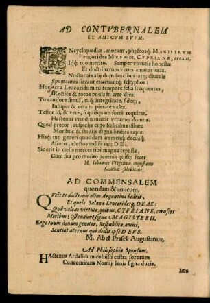 Ad Contubernalem Et Amicum Suum.