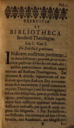 Exercitia et bibliotheca studiosi theologiae
