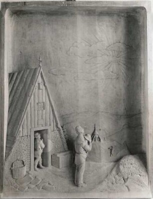 Betender Bergmann vor der Kaue