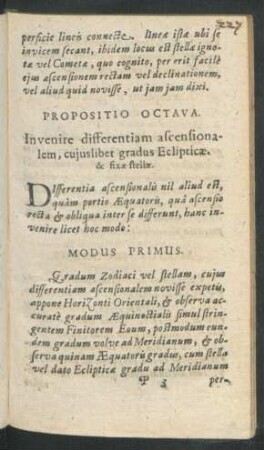 Propositio Octava. In venire differentiam ascensionalem ...