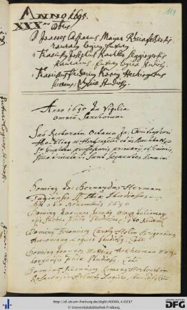 [fol. 118] Rektorat Jakob Christoph Helbling 1695/96