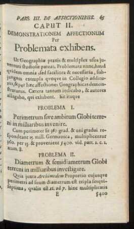 Caput II. Demonstrationem Affectionum Per Problemata exhibens.