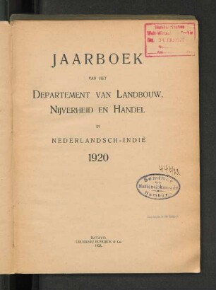 1920(1922): Jaarboek van het Department van Landbouw, Nijverheid en Handel in Nederlandsch-Indië