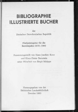 1978/82, Index: Fünfjahrregister für die Berichtsjahre 1978 - 1982