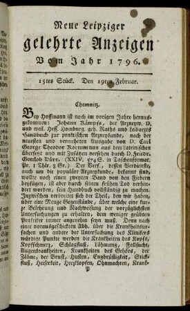 15tes Stück. Den 19ten Februar.