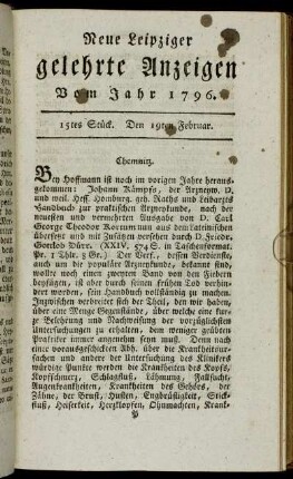 15tes Stück. Den 19ten Februar.
