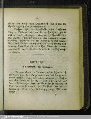 Viertes Capitel. Gescheiterte Hoffnungen