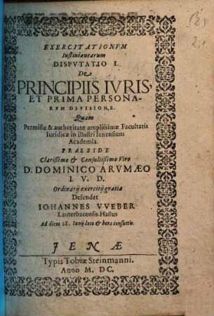 De principiis iuris et prima personarum divisione