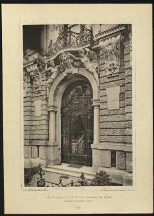 Tafel 100. Eingang zum Wohnhaus, Kurfürstenstr. 114, Berlin. Architekt: H. Borchardt