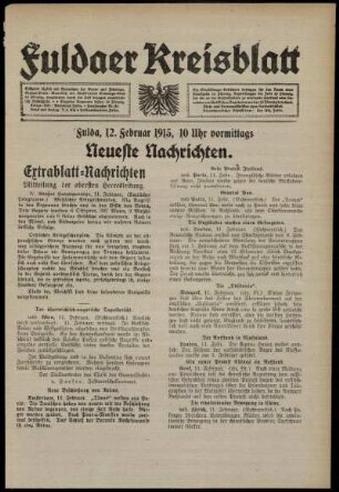Ausgabe vom Freitag, den 12. Februar 1915.