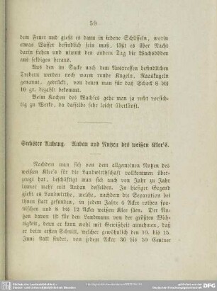 Sechster Anhang. Anbau und Nutzen des weißen Klee's
