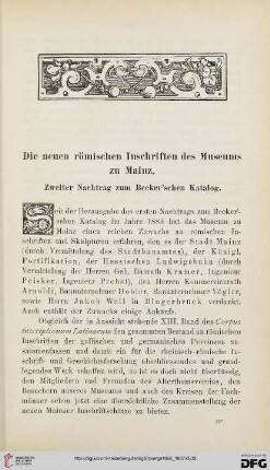 3: Die neuen römischen Inschriften des Museums zu Mainz : Zweiter Nachtrag zum Becker´schen Katalog, [2]$dJacob Keller