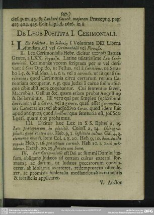 De Lege Positiva I. Cerimoniali