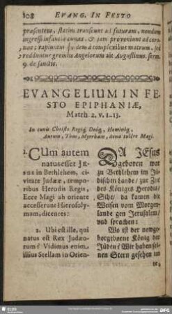 Evangelium In Festo Epiphaniae, Matth. 2. v. 1-13